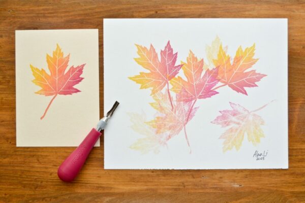 Fall Leaf Linocut Printmaking Workshop